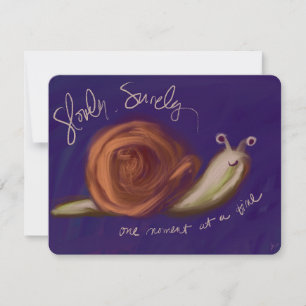 Cartão postal de caracol pintado a óleo lentamente