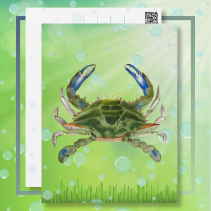 Cartão Postal de Caranguejo Flutuante no Oceano