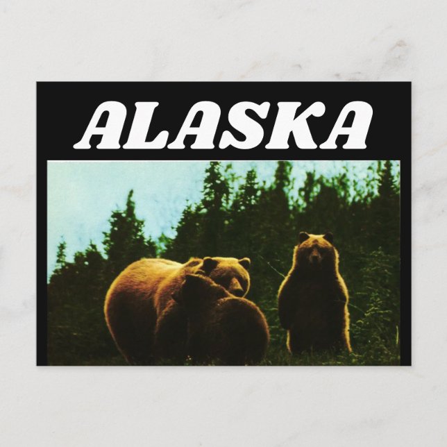 CARTÃO POSTAL DE CARNE DE VINTAGEM DE ALASKA (Frente)