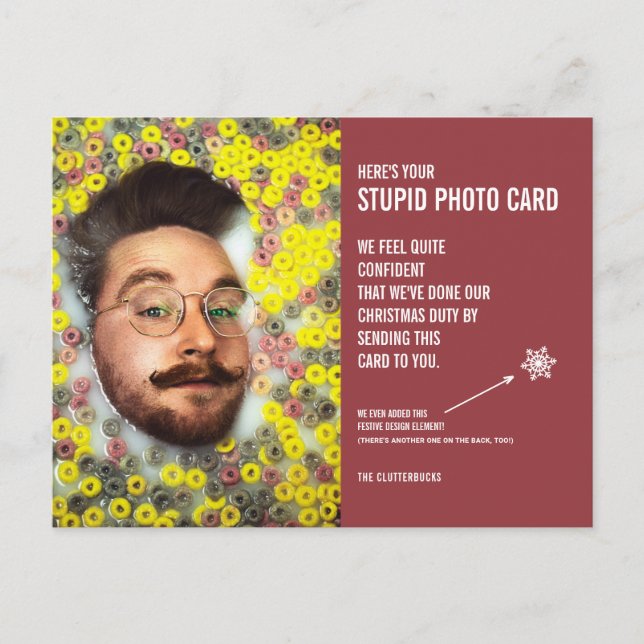 Cartão-postal de Cartão com fotos Estúpido de Nata (Frente)
