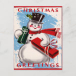 Cartão postal de Cartões de natal Vintage Snowman<br><div class="desc">Cartão postal de Cartões de natal Vintage Snowman</div>