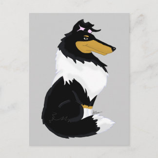 Cartão postal de Cartoon Collie em três cores