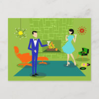 Cartão Postal de Casal Estilo Mid Century Modern