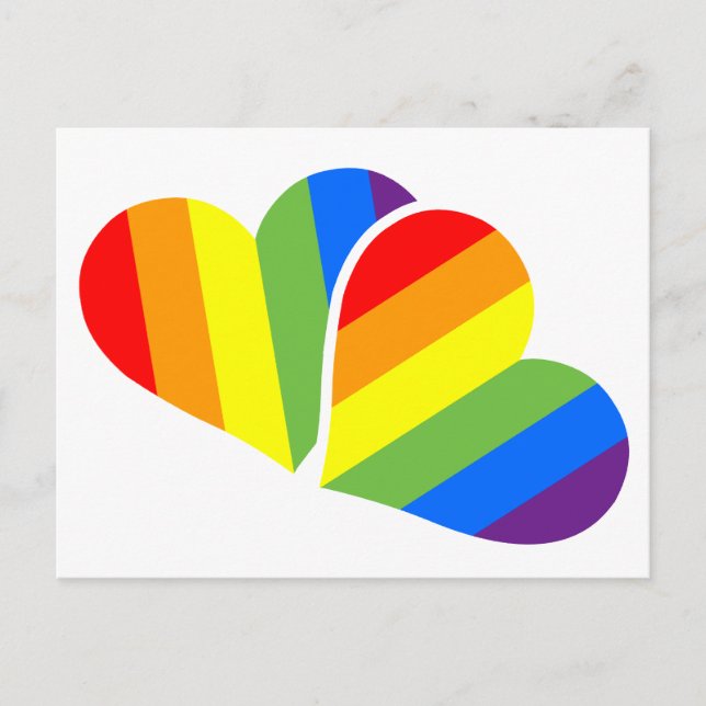 Cartão postal de casal orgulho arco-íris (Frente)