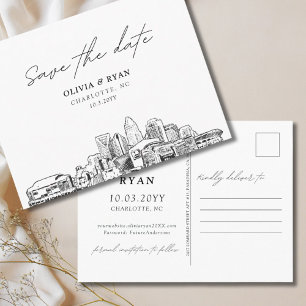 Cartão postal de casamento Charlotte Save the Date