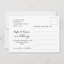 Cartão postal de casamento com caligrafia rústica 