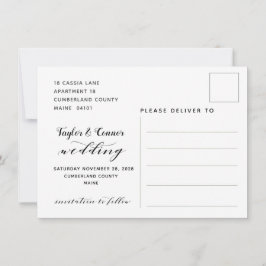 Cartão postal de casamento com caligrafia rústica