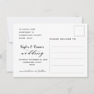 Cartão postal de casamento com caligrafia rústica
