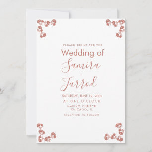 Cartão postal de casamento com motivo floral moder