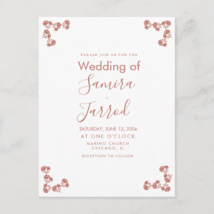 Cartão postal de casamento com motivo floral moder
