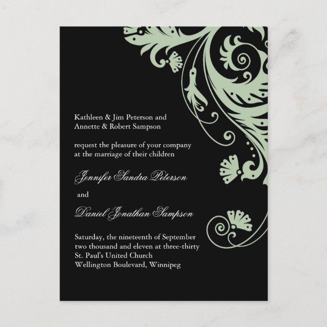 Cartão postal de casamento de exemplo para Jen (Frente)