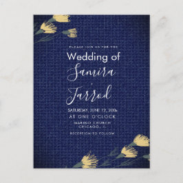 Cartão postal de casamento de jeans casual e flore