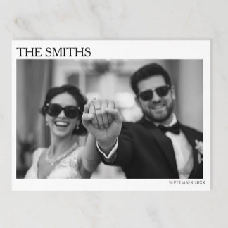 Cartão Postal de Casamento Elegante Editorial