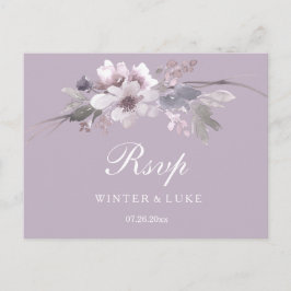 Cartão postal de Casamento Floral de Inverno Roxo
