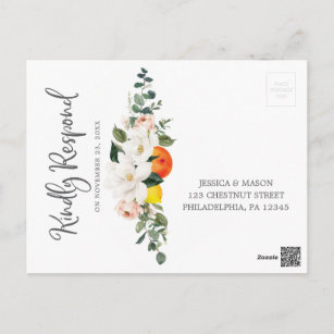 Cartão postal de Casamento Floral de Magnolia Citr
