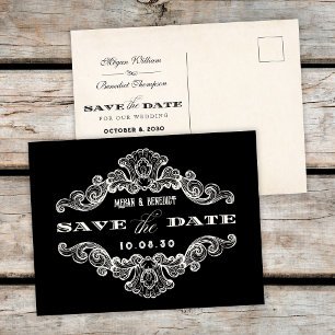 Cartão postal de casamento gótico com caligrafia