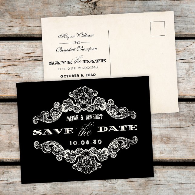 Cartão postal de casamento gótico com caligrafia (Criador carregado)