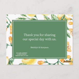 cartão postal de casamento jardim de limão amarelo