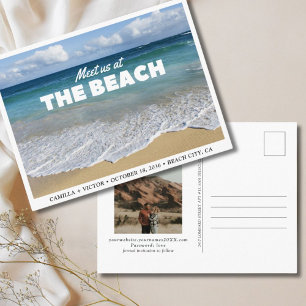 Cartão postal de casamento na praia com foto para 