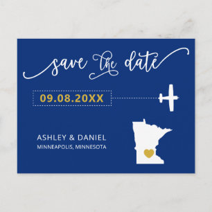 Cartão postal de casamento Navy Minnesota Save the