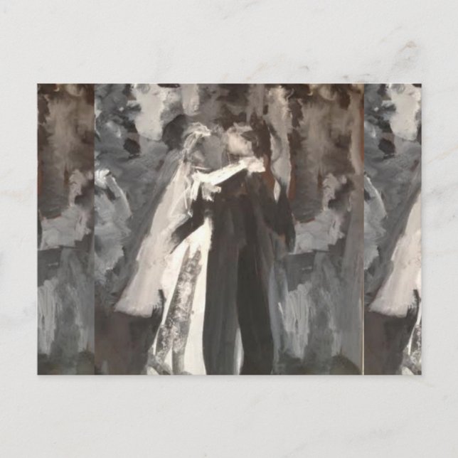 Cartão Postal de Casamento Pintura do Casal (Frente)