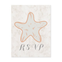 Cartão postal de casamento RSVP de Starfish Rustic