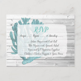 Cartão postal de casamento RSVP de Teal Coral