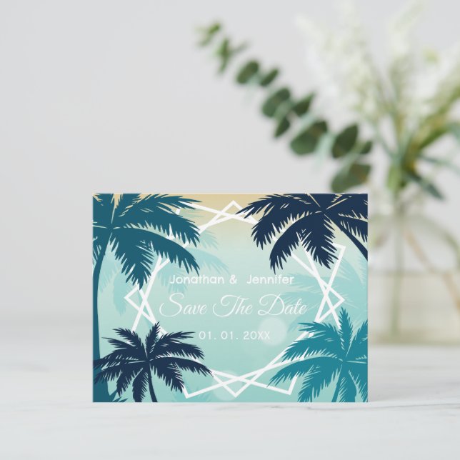 Cartão postal de casamento 'Salve a data'  (Em pé/Frente)