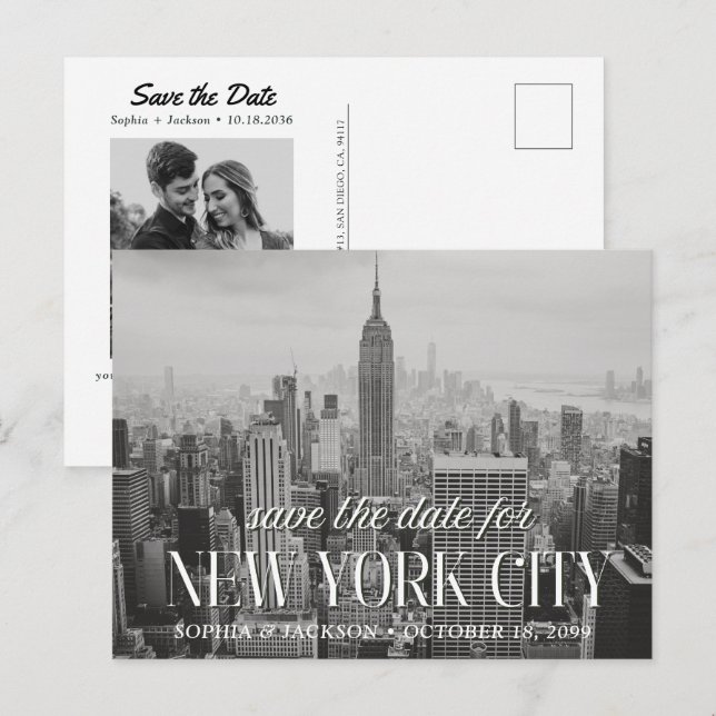 Cartão Postal de Casamento Save the Date Retro de  (Frente/Verso)