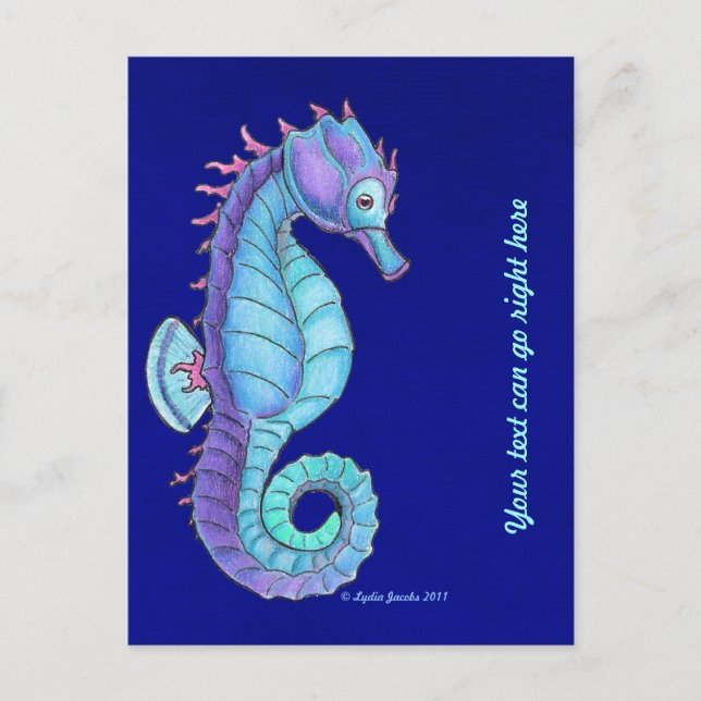 Cartão postal de Cavalo do Mar Azul (Frente)