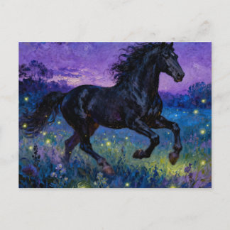 Cartão postal de cavalo preto fantasia