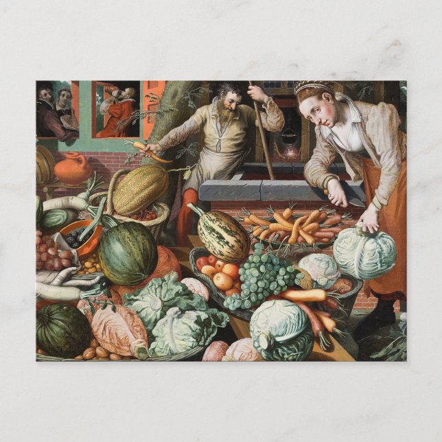 Cartão postal de "Cena de Mercado" (Frente)