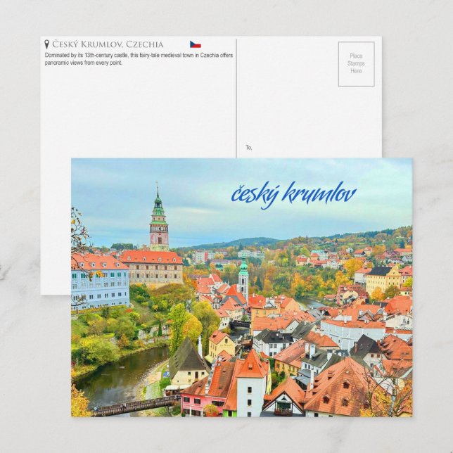 Cartão postal de Český Krumlov, República Tcheca (Frente/Verso)
