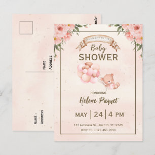 Cartão postal de chá de bebê floral Bege Marrom