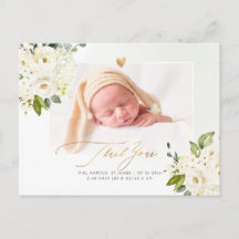 Cartão postal de chá de bebê H2 Alabaster Roses Hy