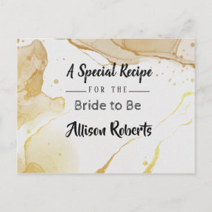 Cartão postal de chá de noiva com aquarela dourada