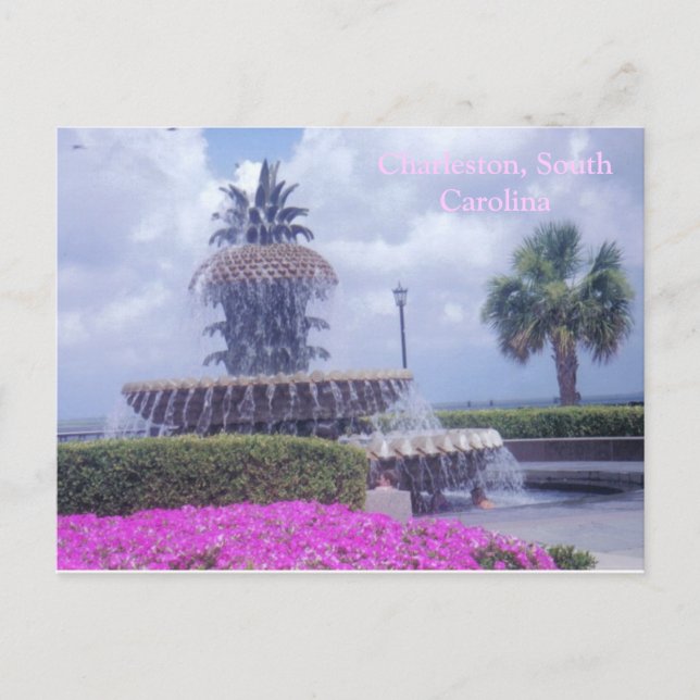 Cartão postal de Charleston, SC e Flores (Frente)
