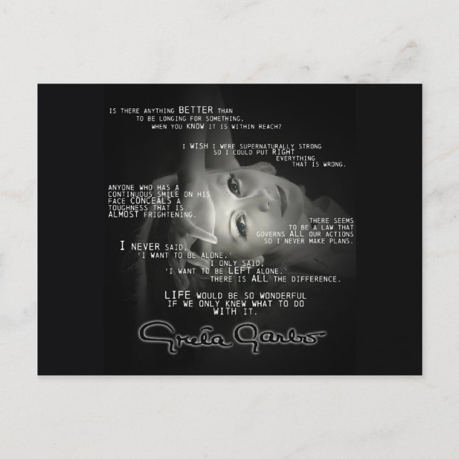 Cartão Postal de Citação de Greta Garbo (Frente)