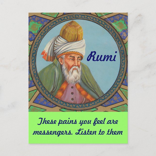 Cartão postal de citação de Rumi (Frente)
