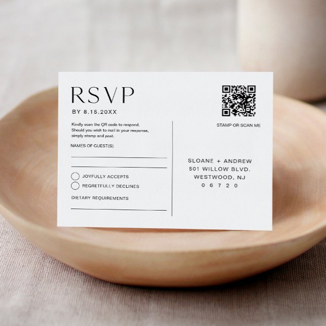 Cartão-postal de Código QR RSVP de Casamento HARLO (Criador carregado)
