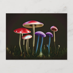 Cartão Postal de Cogumelos Coloridos
