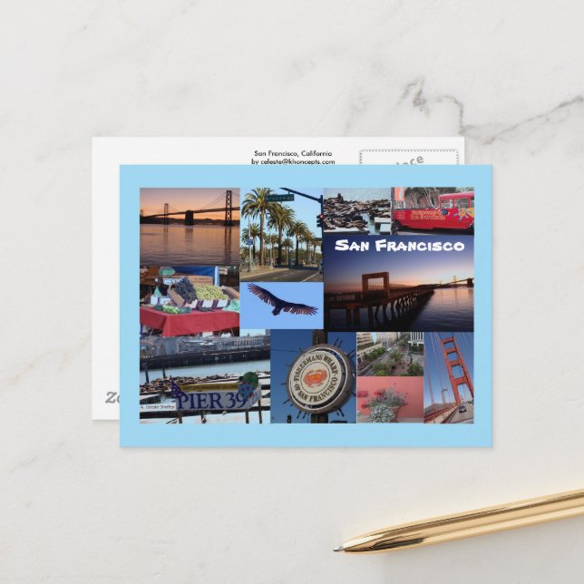 Cartão postal de Colagem de Fotos de São Francisco (Frente/Verso In Situ)