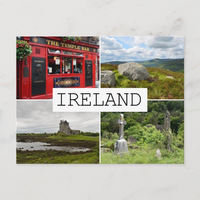 Cartão postal de colagem de paisagens da Irlanda (Frente)
