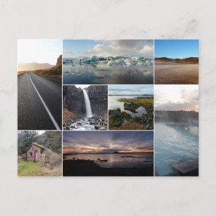 Cartão postal de colagem de paisagens da Islândi