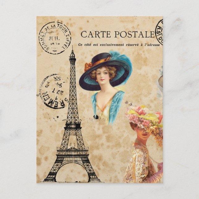 Cartão postal de colagem em Torre Eiffel Moderno V (Frente)