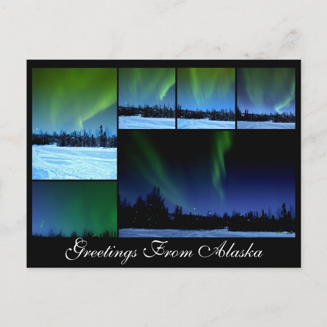 Cartão postal de Collage Alaksa Aurora (Frente)