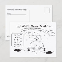 Cartão Postal de Colorir Matemática do Oceano
