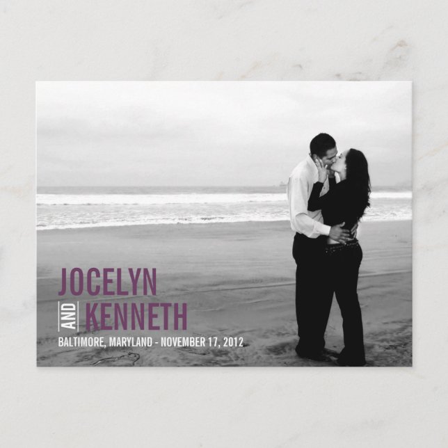 Cartão Postal de Compromisso de Data - Roxo Simpli (Frente)