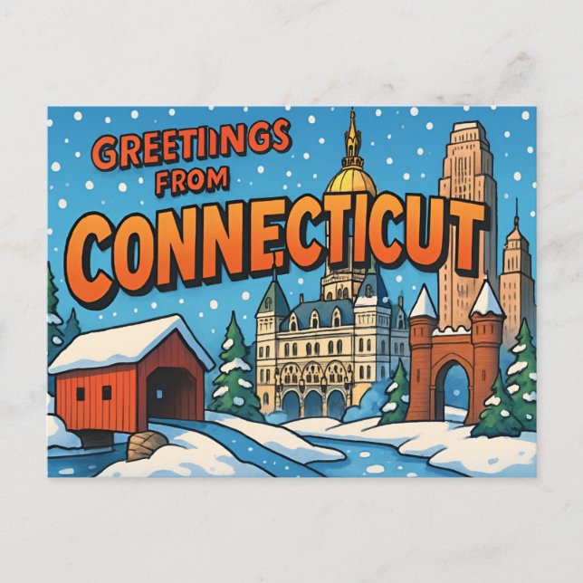 Cartão postal de CONNECTICUT (Frente)