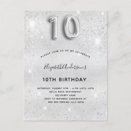 Cartão Postal De Convite 10º aniversário da relva de prata